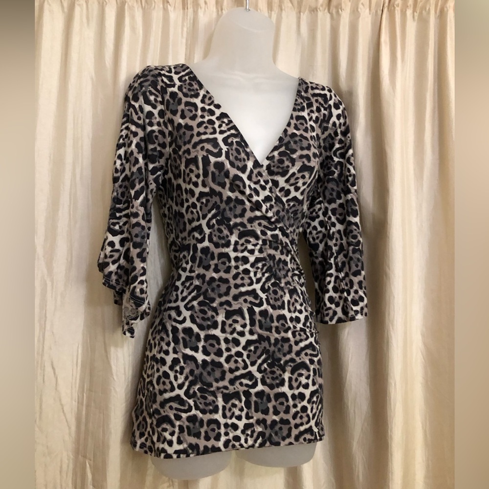 VENUS Leopard 🐆 Animal Print surplice cold shoulder top NEW